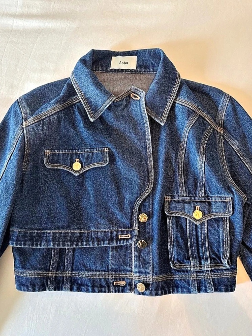 Acler Valleybrook Jacket Cropped Denim Blue Size 6